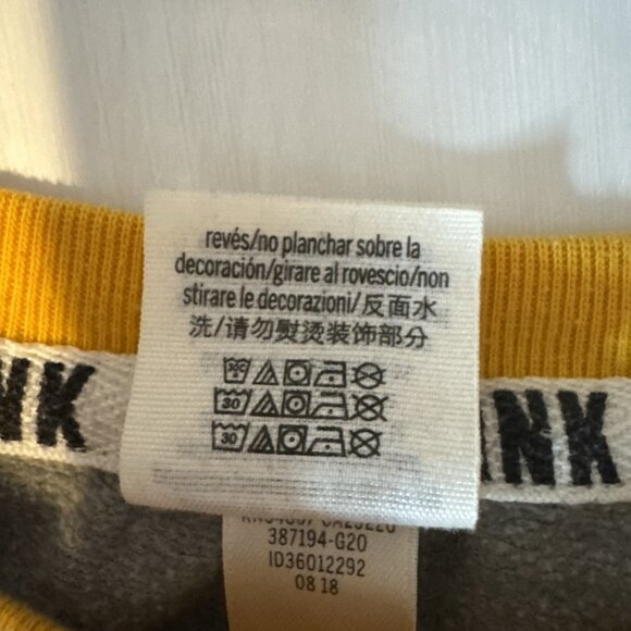 Victoria’s Secret Pink Campus Crew Golden Glow Sweater XS Glitter Gray Yellow - Picture 8 of 10